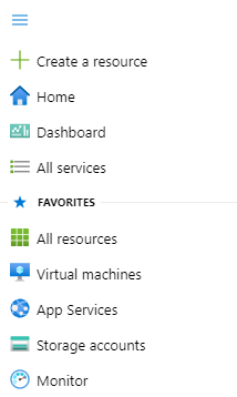 Screenshot som visar Azure portalmenyn.