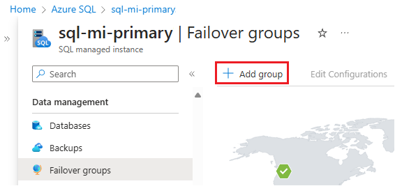 Skärmbild av att lägga till en sida för redundansgrupper i Azure-portalen.