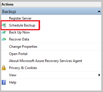 Screenshot shows how to select schedule backup.