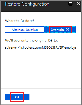 Välja Overwrite DB (Skriv över databas)