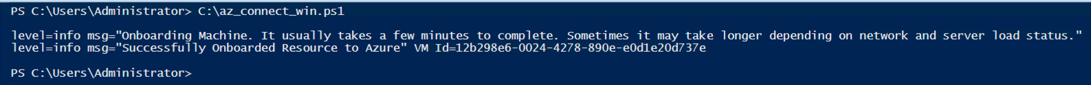 A screenshot of the az_connect_win.ps1 Windows script running.
