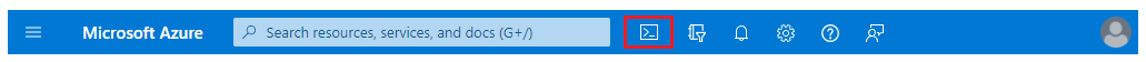 Skärmbild som visar Cloud Shell-ikonen i Azure-portalen.