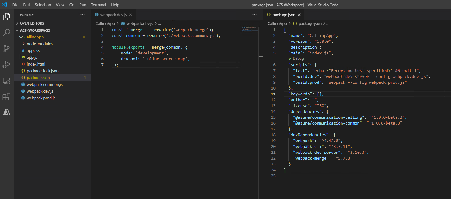 Skärmbild som visar konfigurerade filer.