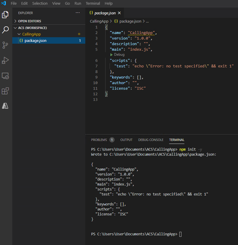Skärmbild som visar paketet J S O N.