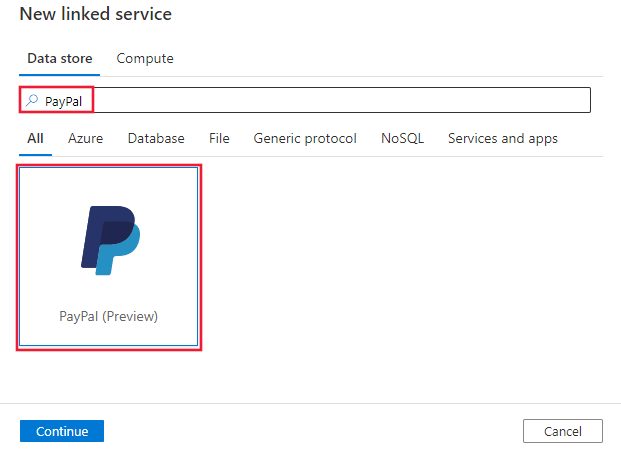Screenshot of the PayPal connector.
