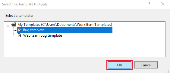 Skärmbild av dialogrutan Välj mall att använda i Visual Studio med Power Tools.
