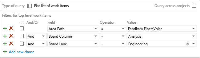 Screenshot som visar Editor Power Query filtrering på fälten Board Column och Board Lane.