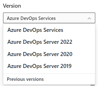 Välj en version från azure DevOps-innehållsversionsväljaren.