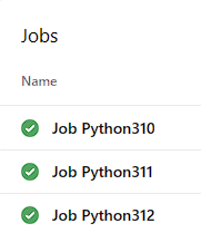 Skärmbild av slutförda Python-jobb.
