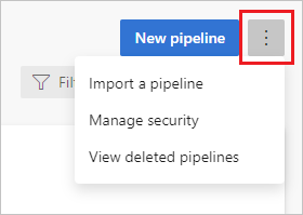 Skärmbild av menyalternativ för pipelinesäkerhet.