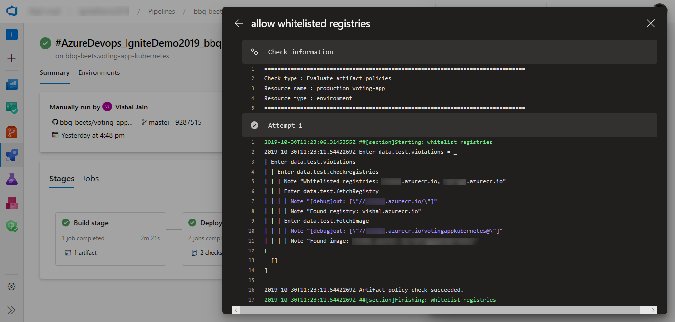 Viewing passed check logs.