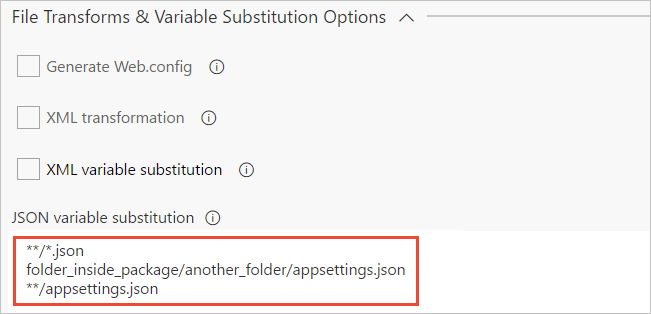 Versionspipeline för JSON-variabelersättning