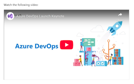 Skärmbild som visar den publicerade vyn på wiki-sidan med den inbäddade videon.