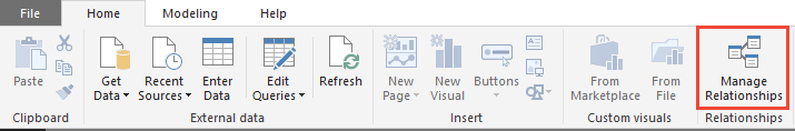 Power BI Desktop, Start, Hantera relationer