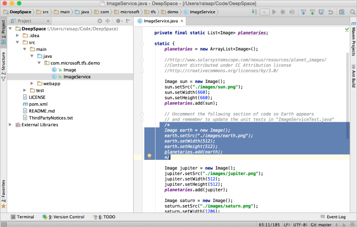 Skärmbild som visar att jorden är kommenterad.