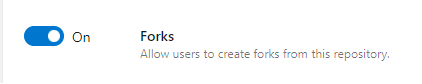 Skärmbild som visar inställningen Forks-repositorium.
