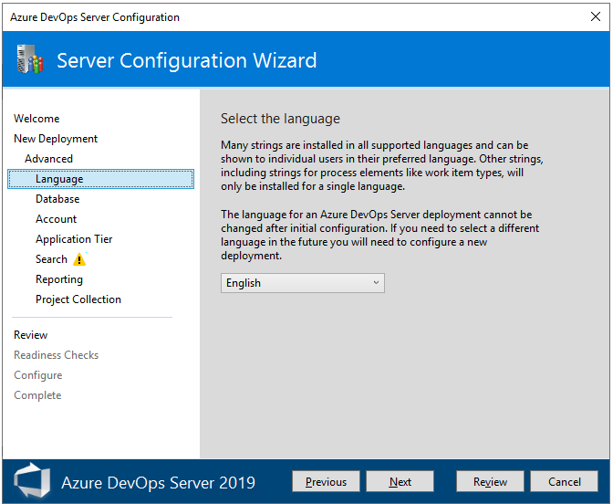 Skärmbild av Avancerat, välj Språk, valfri version.