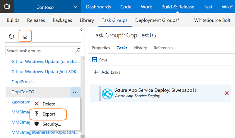 Exportera uppgiftsgrupp