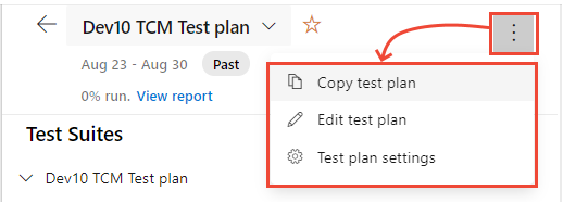 Skärmbild av testplanens rubrik.