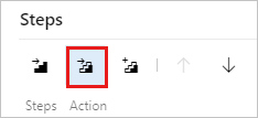 Skärmbild som visar ikonen Infoga delade steg i ett testfall.