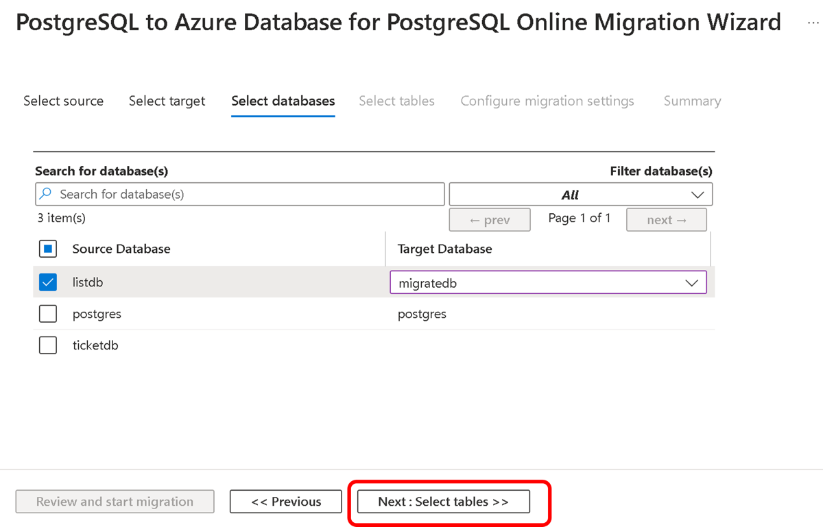 Skärmbild av en kartdatabas med målskärmen.