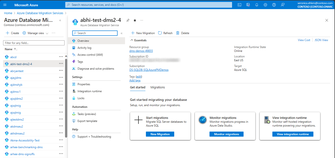 Screenshot that shows monitor migration dashboard.