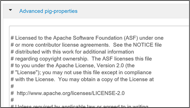 Advanced Apache pig properties.