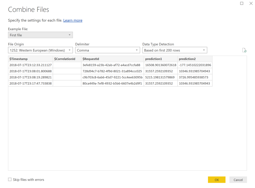 Kombinera filer i Power BI