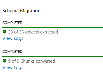 Skärmbild av migreringsstegets förlopp.