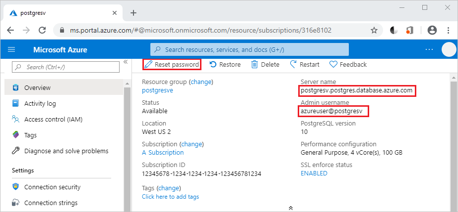 Azure Database for PostgreSQL-servernamn