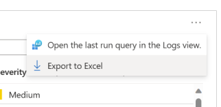 Skärmbild av alternativet exportera till Excel.