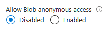 Skärmbild som visar hur du inte tillåter anonym åtkomst för konto