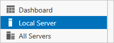 ”Lokal server” till vänster i användargränssnittet för Serverhanteraren