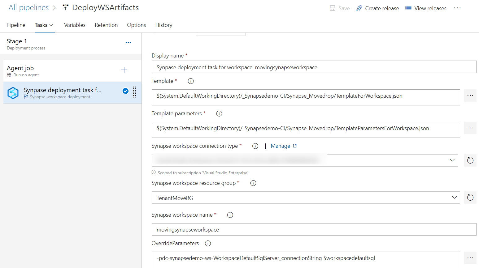 Screenshot that shows synapse-release-pipeline.