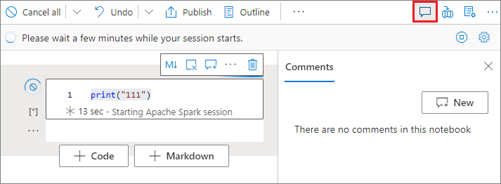 Screenshot of Synapse comment button