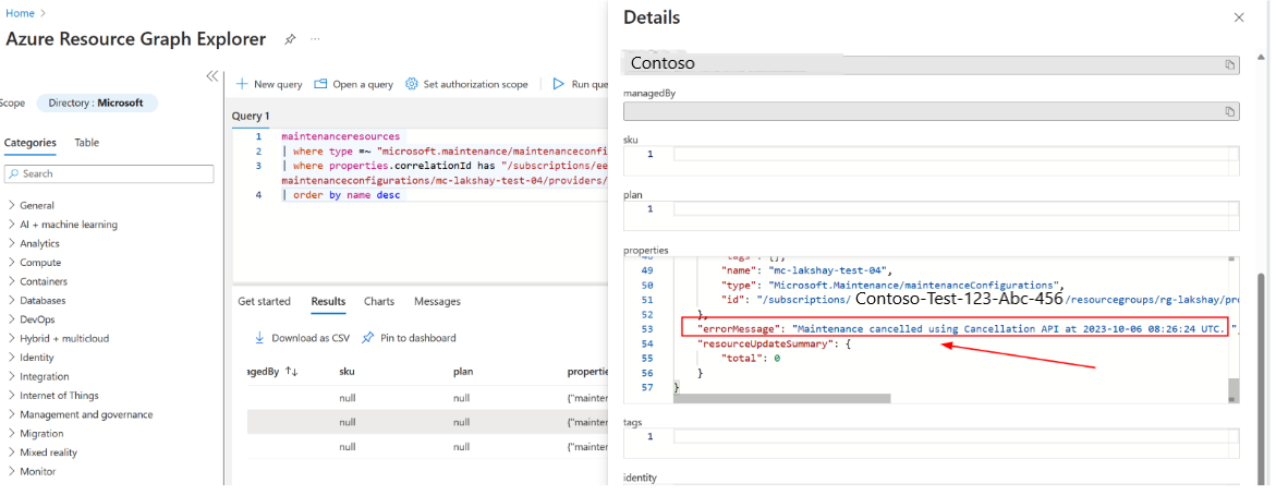 Screenshot that shows the status of job that has been canceled by system or user.