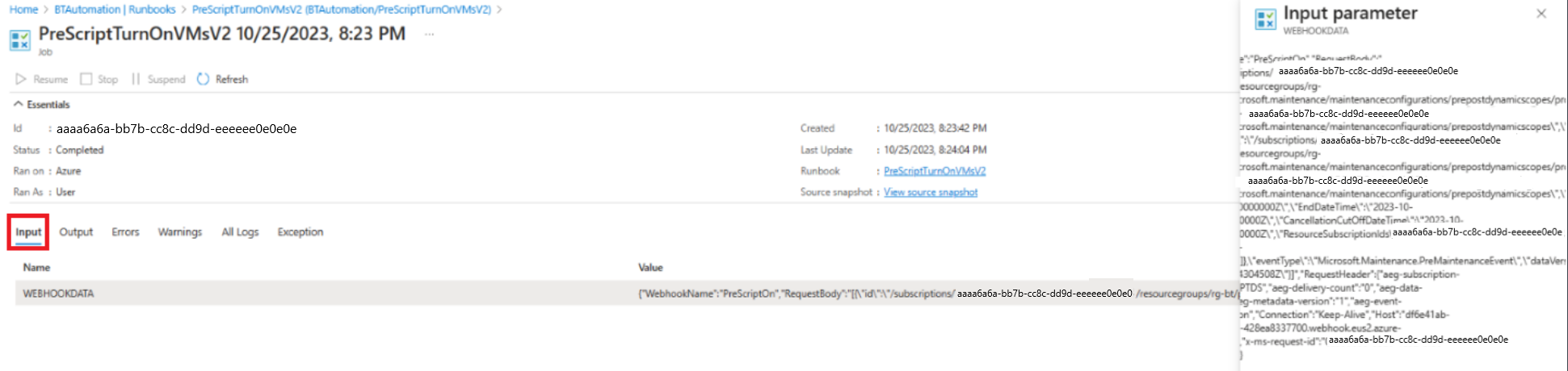 Screenshot that shows how to view the latest run of the job.