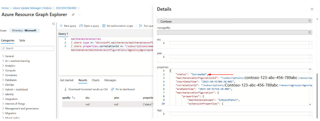 Screenshot that shows how to insert the resource group, maintenance configuration.