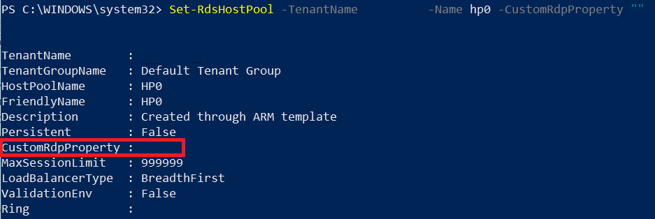 A screenshot of PowerShell cmdlet Get-RDSRemoteApp with Name and FriendlyName highlighted.