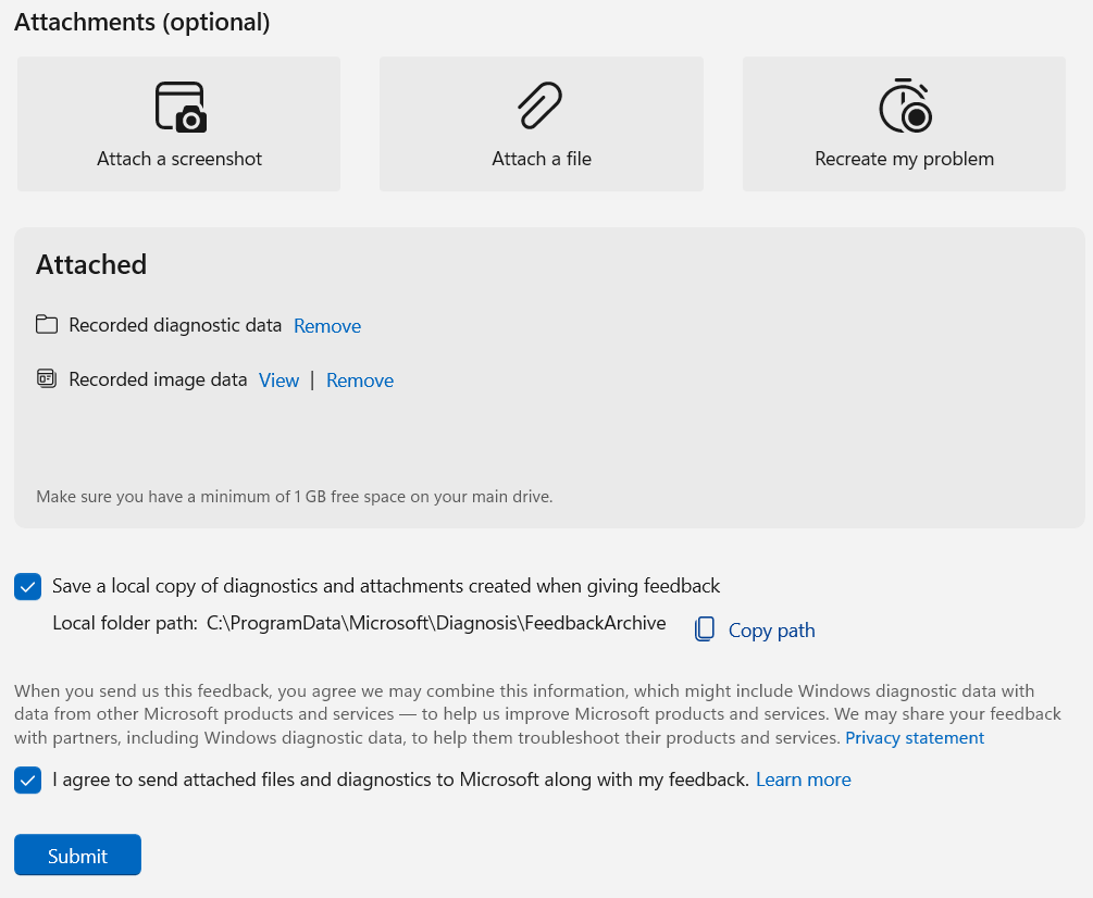 Skärmbild av bifogade filer som ska skickas.