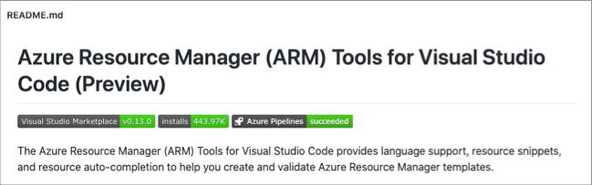 Skärmbild av ett Märke för Azure Pipelines på en readme-fil i GitHub.