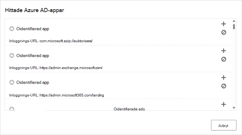 Conditional access app control discovered Microsoft Entra apps.