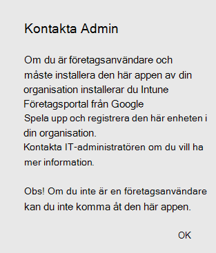 Skärmbild av popup-fönstret för supportens slut för personlig profil.