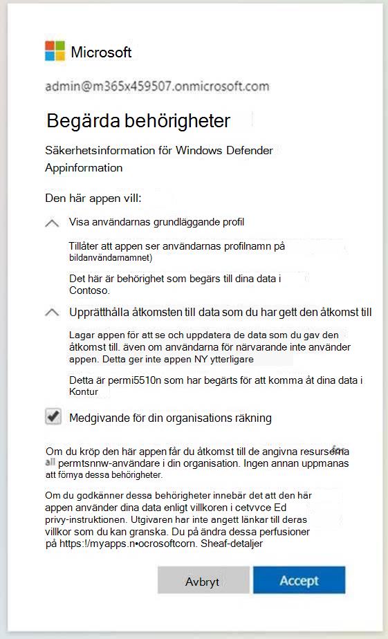Inloggningsflöde för medgivande.