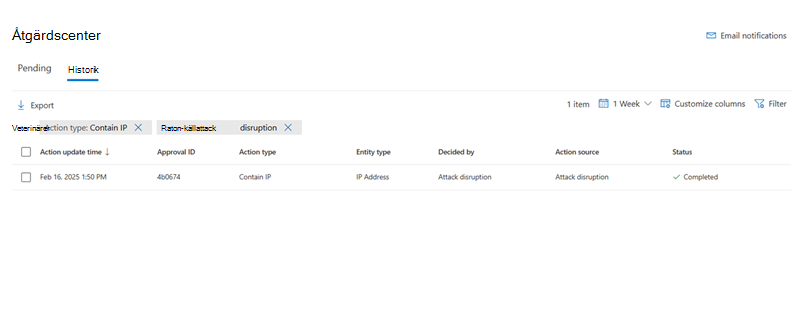 Visa den inneslutna IP-adressen i Åtgärdscenter.