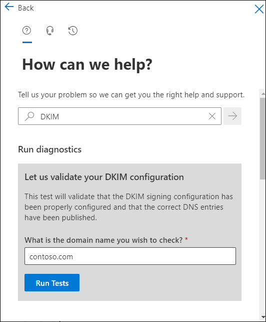 DKIM-diagnostiktestet i Microsoft 365 hjälper dig.