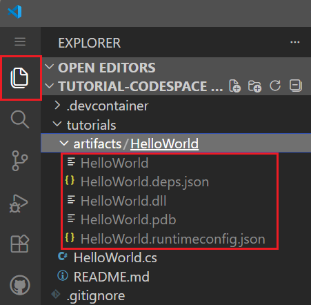 Explorer som visar publicerade filer