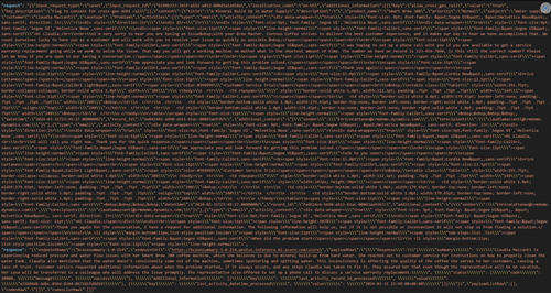 Skärmdump av avkodade interaktionsdata.