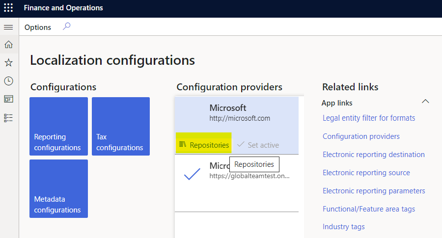 Knappen Webbplats för Konfigurationsprovidern för Microsoft.