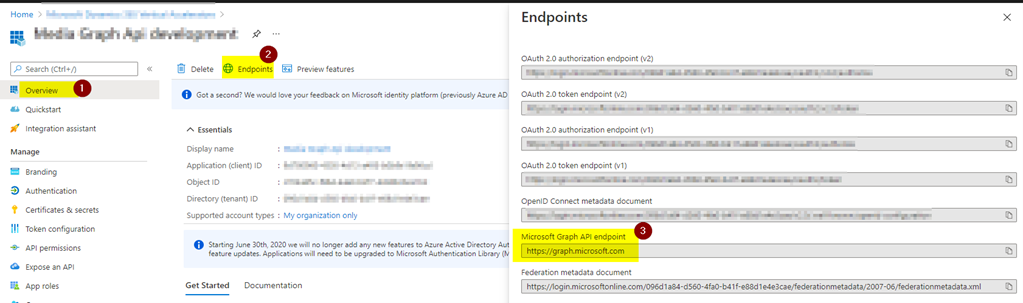 Microsoft Graph API endpoint.